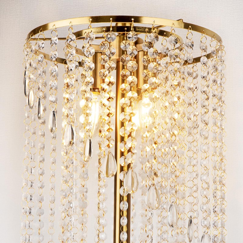 QiMH Crystal Floor Lamp for Living Room/Bedroom Decor, Bling Elegant