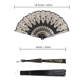 EOSAU Spanish Folding Fan Vintage Handheld Fan 5PCS Traditional Retro Pattern Fabric Plastic Frame for Wedding Dancing Party (5 PCS Mixed Color)