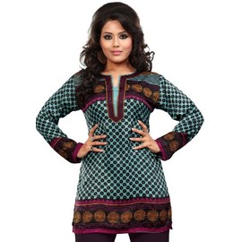 Maple Clothing Kurta India - Túnica estampada para mujer, Azul, 4XL