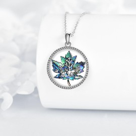 VENACOLY Mama Bear Abalone Shell Necklace 925 Sterling Silver Bear Pendant Jewellery Gifts for Women Bear Lovers