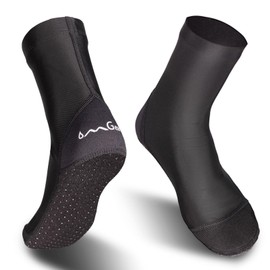 OMGear Water Socks Beach Volleyball Socks Sand Proof Booties Quick Dry Swim Hosiery Aqua Dive Footies for Sand Soccer Snorkeling Surfing Rafting Kayaking(High Cut/Black,3XL)