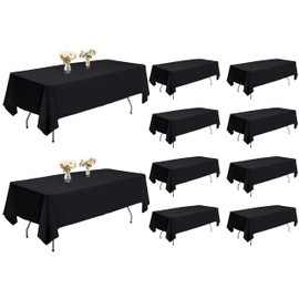 ITWMTTO Black Tablecloths for Rectangle Tables -10 Pack - 60 x 102 Inches, Tablecloths for 6 Foot Rectangle Tables, Reusable Washable Black Tablecloth Rectangular for Parties, Weddings, Banquets