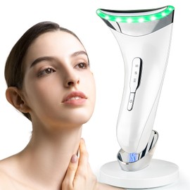 Microcurrent Face Lifting Device with Charging Base, Face Toning Device 3 LED Modes 45°C Heat EMS, Anti-Wrinkle Anti-Aging Neck Lifting for Skin Care
