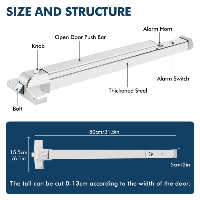 YUCHENGTECH Commercial Door Push Bar Panic Exit Device with Alarm