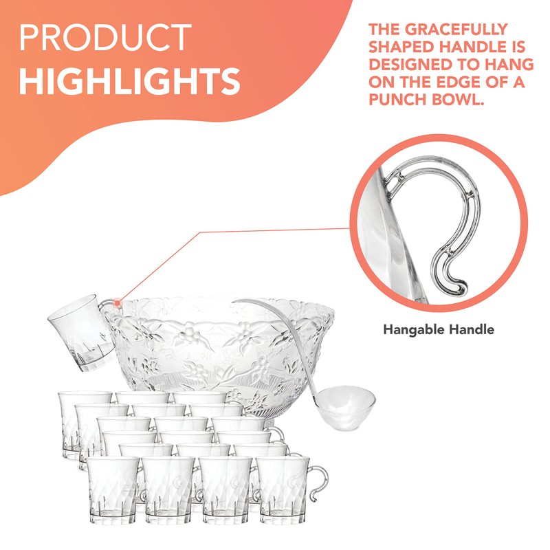 Party Essentials 10 Count Hard Plastic Swirled Coffee/Punch Bowl Cups,