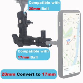 Rigdance 20mm to 17mm Socket Rosette Joint Arm – Aluminum Adjustable Adapter | 360° Rotation x3 | Compatible with Bulletpoint Mounting Solutions & 17mm Ball Phone Holders (6.3")