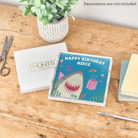 Hunts England - Luxury Boxed Niece Cute Shark Birthday Card - Happy Birthday - Niece - Childrens - Kids Birthday Card - Ocean Collection - Card In Keepsake Box