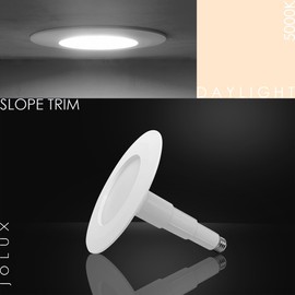 Jolux 5/6" Non-Dimmable LED Adjustable Retrofit Downlight,E26 Medium Screw Base,12W=75W, 5000K (Daylight),920 Lumens,Damp Rated Recessed Lighting,Simple Installation Can Lights,ETL, 6-Pack,Bevel Trim
