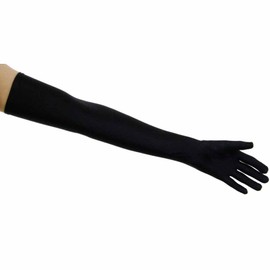 Matte Satin Opera Length Gloves, Black
