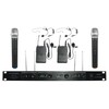 4-Channel Professional VHF Handheld & Lapel/Lavalier Headset Wireless Microphone System