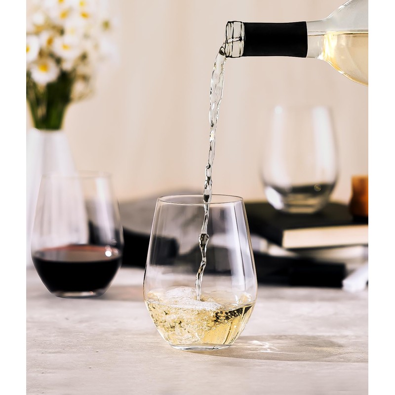 Unbreakable Plastic Stemless Wine Glasses Set of 6, Tritan Plastic