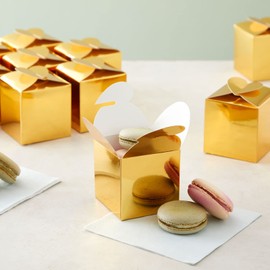 100-Pack Gold Foil Party Favour Gift Boxes, 6 x 6 x 6 cm