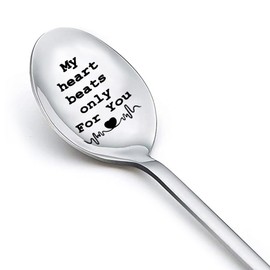 Anniversary Spoon Gifts for Him Her Couple Boyfriend Girlfriend Husband Wifey Gifts for Men Women Birthday Christmas Wedding Engagement Gifts for Couples Coffee Tea Gifts Spoon for Tea Coffee Lovers
