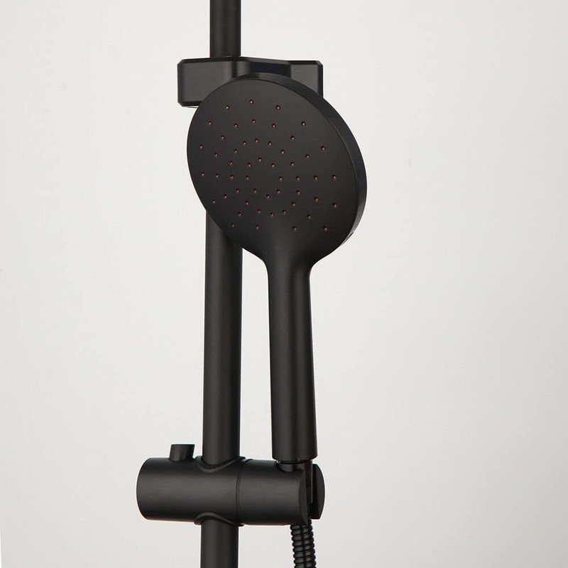 Washly Black Shower System Set Rainfall Spout Round Head with