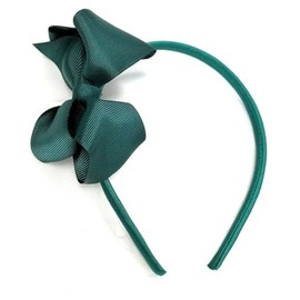 Girls' Classic Grosgrain Ribbon Large Bow Headband (Emerald Green, One Size)