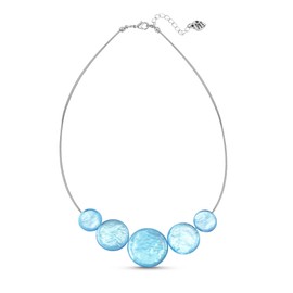 AeraVida Stunning Iridescence Blue Colored Circles Capiz Shell Wire Choker Necklace | Elegant Sterling Silver Necklace for Women | Vintage Long Necklaces for Women | Necklace Women Jewelry