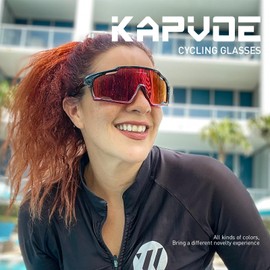 KAPVOE Cycling Glasses with PC Lenses, Ventilation System, TR90 Frame, UV400 Protection - Sports Glasses for Men and Women, MTB, Driving, Sports Sunglasses 09