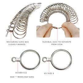 PHYHOO Ring Sizer Measuring Tool Set Metal Finger Sizing Gauge Rings Measurement Tool for Women Men US Size 0-13 with Half Size