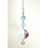 Blue Glass Shell and Heart Ceiling Fan Pull