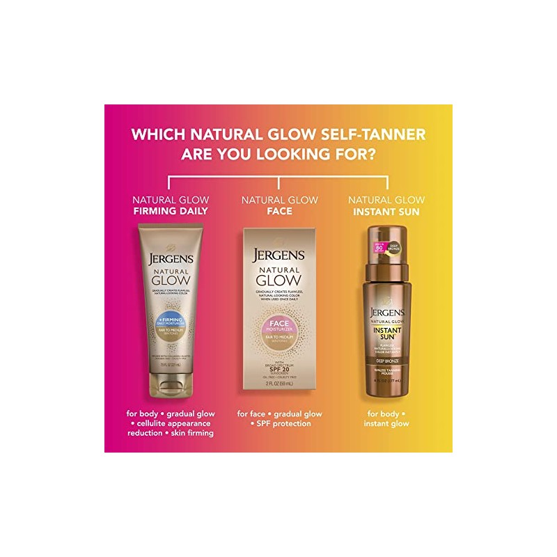 Jergens Glow Face Daily Moisturizer Sunscreen SPF 20, Fair to