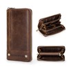 Contacts Men's Long Wallet, Round Zipper, Leather, Coin Purse, Made