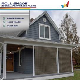 Windscreen4less Outdoor Shade Blinds Patio Roll Up Blackout Shades Exterior Roller Privacy Screen for Pergola Balcony Porch Carport Deck Window, 6' W x 6' L Brown Hollow Out