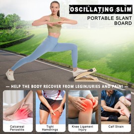 OSCILLATING SLIM Foldable Wooden Slant Board & Calf Stretcher - Adjustable Axis Board for Squats, Balance Board、Achilles Stretcher, Foot Stretcher for Plantar Fasciitis | Physical Therapy Equipment