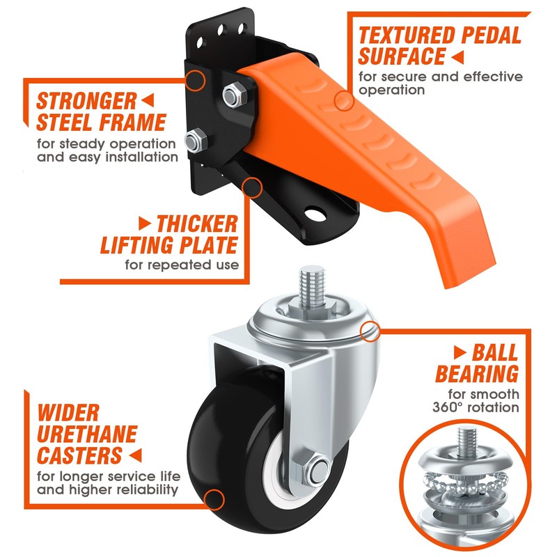 Ronlap Workbench Casters Wheels Kit 660 Lbs Capacity Retractable Casters