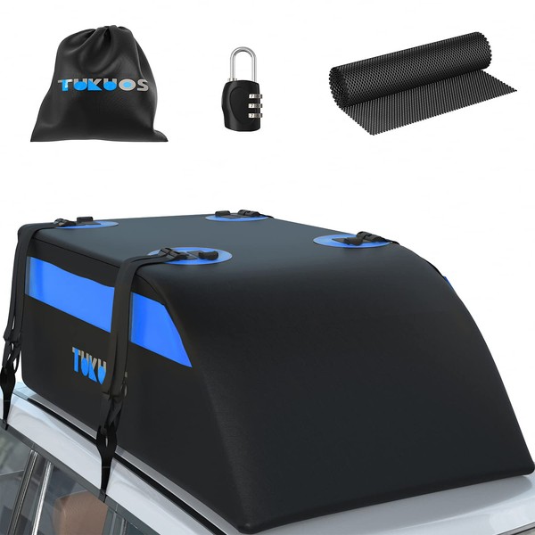 TUKUOS 20 Cubic Feet Family Car Roof Bag Cargo Carrier, 2023 Heavy Duty Large Waterproof Rooftop Cargo Carrier for All Vehicle with/Without Rack,Family Size