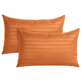 BedLooms Rust Pillow Cases 2 Pack - 100% Microfiber Envelope Closure Stripe Pillow Cases 50x75cm Premium Hotel Quality Anti Allergy Pillow Cover