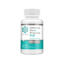 Ultimate Pre  Probiotic Plus Fort Core, 60 billones de UFC, Sin Gluten, Sin Lactosa, Sin Azcar - Ingredientes Naturales - 60 Cpsulas de 450mg cada una