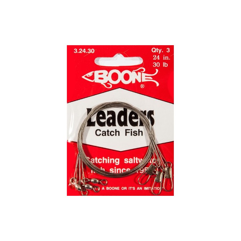 Boone Bright SS 18-Inch Leader (Pack of 3), 20-Pound SILVER
