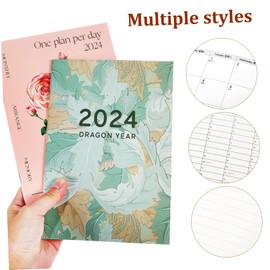 Gadpiparty 4 Pcs 2024 Note Book Notebook Planner 2023-2024 Academic Year Planner 2024 Weekly Monthly Planner Academic Planner 2023-24 Spiral Calendar Card Book Rose Work Young Secretary Paper
