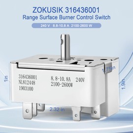 ZOKUSIK 316436001 - Interruptor infinito de repuesto para estufas eléctricas Frigidaire, Kenmore para quemadores de 8 pulgadas, reemplaza 1155395, 316021501, AP3885460, PS1145040, AH1145040, EA1145040