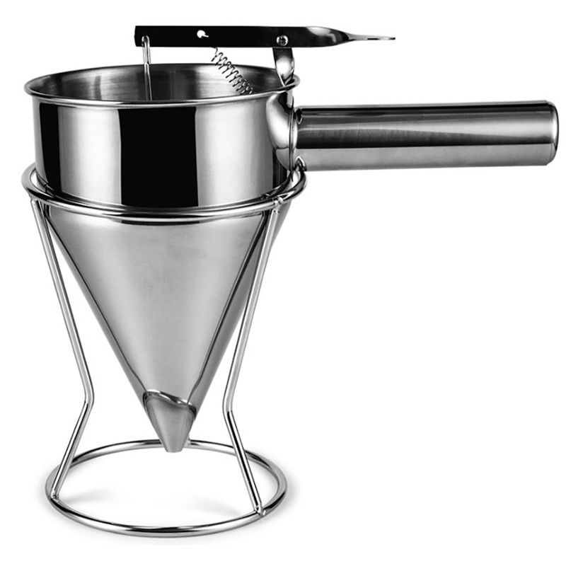 Stainless Steel Piston Funnel with Stand Kitchen Baking Funnel Batter