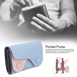 Restokki Coin Purse, Portable Mini Card Holder with Anti-Theft Protection, Cute Pattern, PU Leather Coin Purse, Change Bag, Card Holder for Men and Women (Light Blue)
