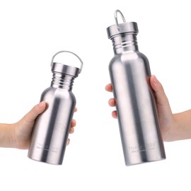 TRIPLE TREE 17 OZ Uninsulated Single Walled Stainless Steel Sports Water Bottle 18/8 Food Grade for Cyclists, Runners, Hikers, Beach Goers, Picnics, Camping - BPA Free