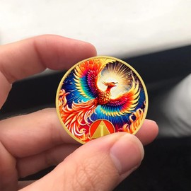 1 Year Phoenix Sobriety Coin, AA Recovery Chip with Serenity Prayer, Alcoholics Anonymous Anniversary Token, NA Medallion Gift for Sober Men & Women with Protective Case