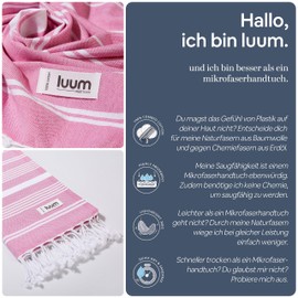 Luum Hammam Towel Large 100 x 200 cm Beach Towel Sauna Towel Bath Towel Yoga Towel Shower Towel Beach Towel Sauna Towel Travel Towel Turkish Towels Women Men 100% Cotton Pink