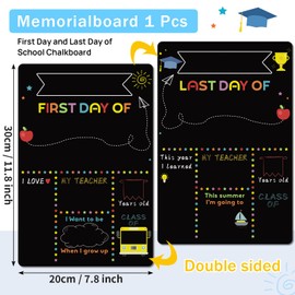 Hanqing First Day of School Board, Back to School Sign First Day and Last Chalkboard, Double-Sided Milestone Photo Prop for Kids Child (11.8 x 7.8 Inch)
