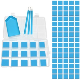 80pcs Diamond Painting Glue Clay Tool Set, Painting Clay Wax Embroidery Cross-Stitch Painting Set Tool DIY 5D Diamond Wax Tool for Embroidery Accessories,2 x 2cm (Blue)
