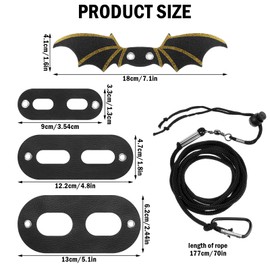 3 Size Pack Bearded Dragon Leashes and Harnesses, Bearded Dragon Harness, Adjustable Cool Leather Wing Lizard Reptile Harness Leash for Bearded Dragon Lizard Reptiles (Black)