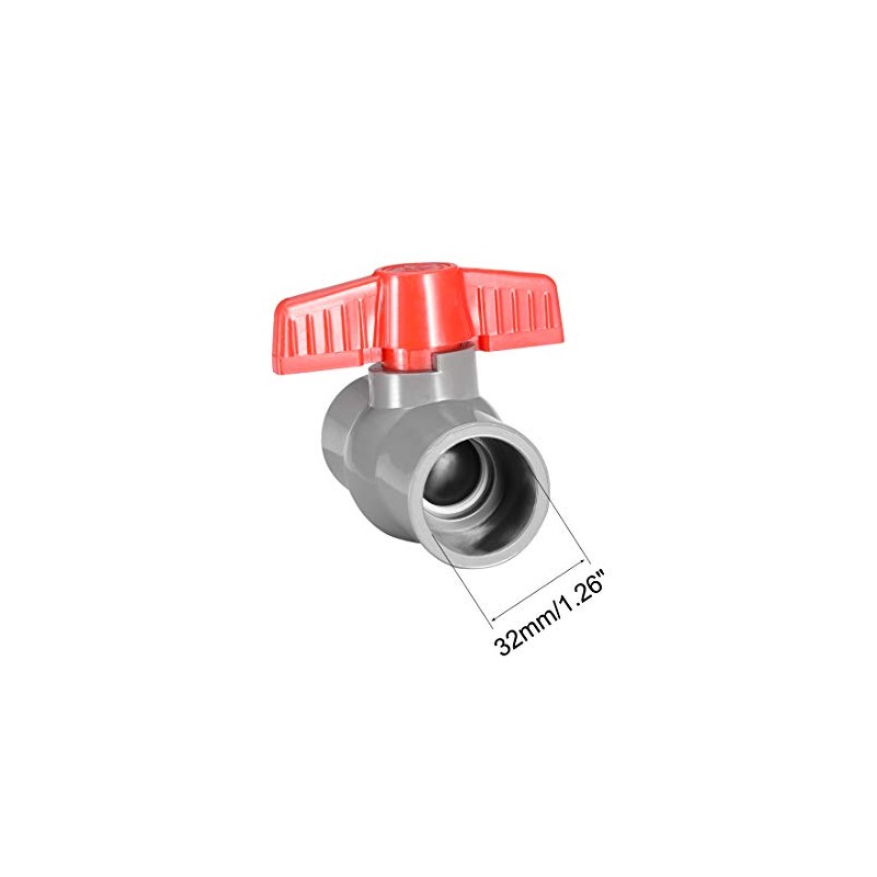 sourcing map 32mm PVC Ball Valve for Water Supply Pipe,