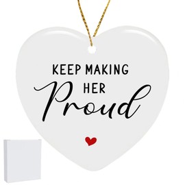 Condolence Ceramic Keepsake - KEEP MAKING HER Proud, Sympathy Gift Heart Hanging Ornament, Remembrance Gifts Condolence Bereavement Keepsake to Honor and Remember Loved Ones