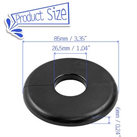 Waziaqoc 2 Pcs Wall Split Flange, ABS Round Self-Adhesive Escutcheon Plate Buckles for 1.04 Inch /26 mm Diameter Pipe(Black)