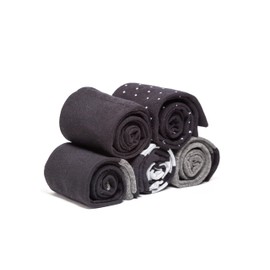 ECOBAM Mens Dress Socks 5 Pair Gift Box - Dress Socks for Men Patterned and Solid Crew Socks, Striped Calf Socks Size 7-12