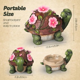 USEWIRE Ashtrays, Cute Turtle Outdoor Ashtray for Cigarettes for Home Office, Porch Patio Decorations, Outdoor Indoor Ashtray, Holiday Gift (Flower Turtle)