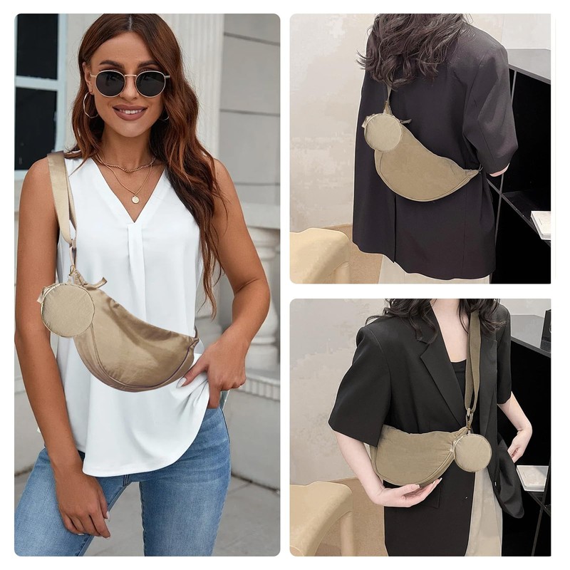 ZENGSING Women's Half Moon Crossbody Shoulder Bag, Hobo Halfmoon Bag,