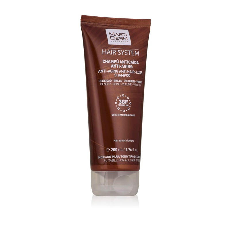 MartiDerm Hair System Champú/Shampoo Anticaída Antiaging. Factores de crecimiento capilar
