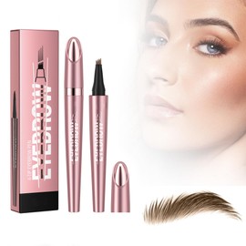 Eyebrow Pencil, Waterproof, 3D Eyebrow Pencil, Micro Eyebrow Pencil with 4 Fork Applicator, Waterproof Eyebrow Pencil for Natural Looking Brows (Light Brown)